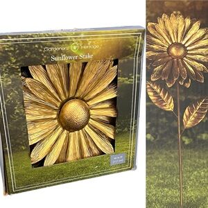NEW 3D Bronze Sunflower Garden Stake by Gardeners Heritage 13.4" x 46"